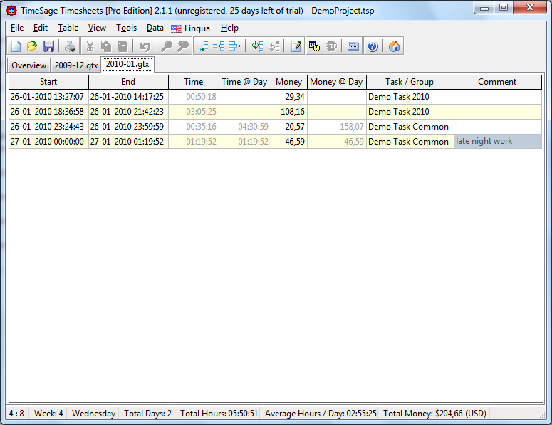 Click to view TimeSage Timesheets - Pro Edition 2.2.5 screenshot