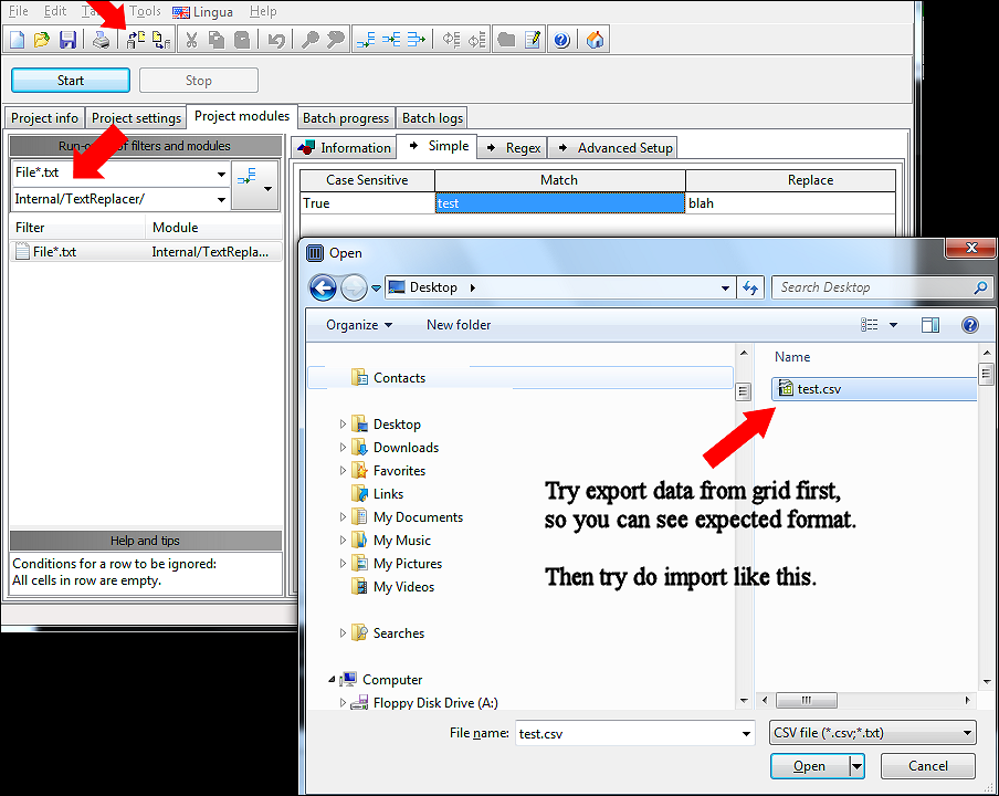 import and export data in automation tools