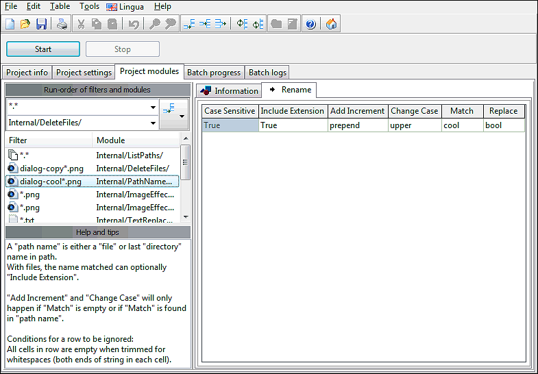 module and batch filters configuration